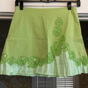 Green mini skirt